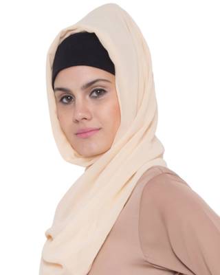 Fawn Plain Georgette Stitched Hijab 2