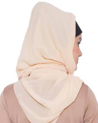 Fawn Plain Georgette Stitched Hijab 3