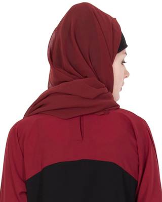 Maroon Plain Georgette Stitched Hijab 2