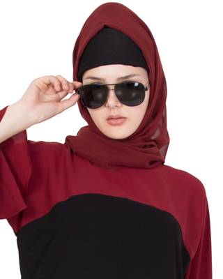 Maroon Plain Georgette Stitched Hijab 3