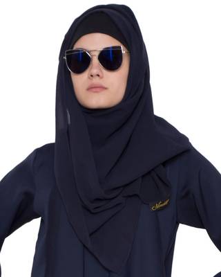 Black Plain Georgette Stitched Hijab 1