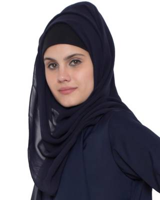 Black Plain Georgette Stitched Hijab 2