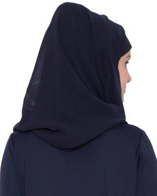 Black Plain Georgette Stitched Hijab 3