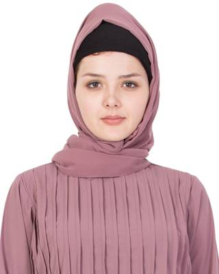 Pink Plain Georgette Stitched Hijab 1