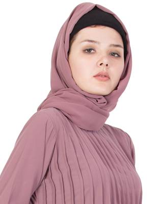 Pink Plain Georgette Stitched Hijab 2