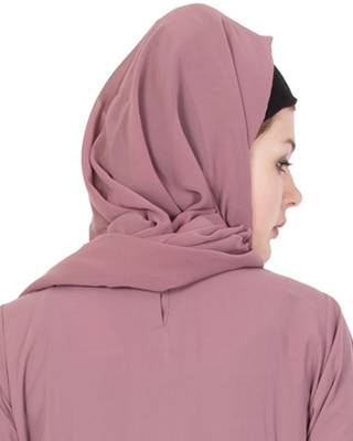 Pink Plain Georgette Stitched Hijab 3