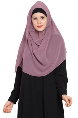 Pink Plain Georgette Stitched Hijab 2