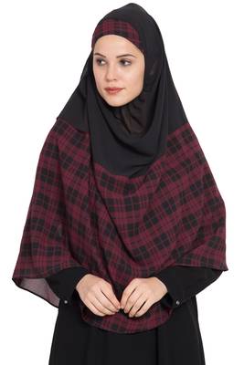 Black Plain Georgette Stitched Hijab 2