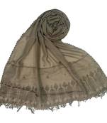 Brown  Embroidered Cotton Hijab