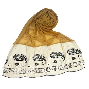 Yellow Embroidered Cotton Hijab 1