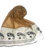 Brown  Embroidered Cotton Hijab