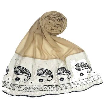 Brown Embroidered Cotton Hijab 1