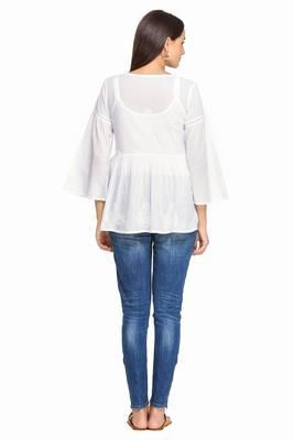 White Embroidered Cotton Chikankari Kurti  2