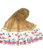 Light Brown Embroidered Cotton Hijab