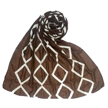 Brown  Embroidered Cotton Hijab 1