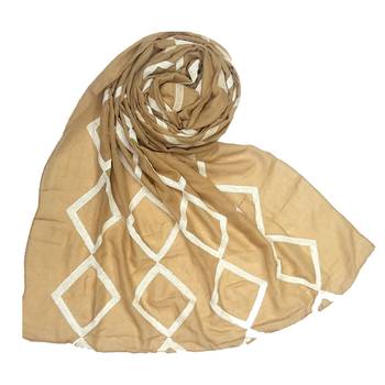 Light Brown Embroidered Cotton Hijab 1