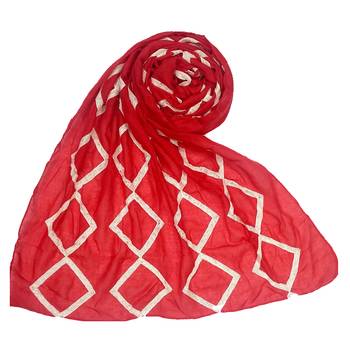 Red Embroidered Cotton Hijab 1