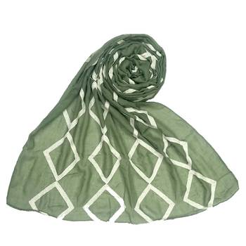 Green  Embroidered Cotton Hijab 1