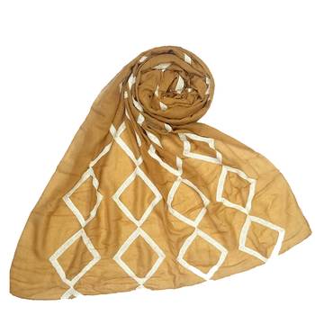 Yellow  Embroidered Cotton Hijab 1