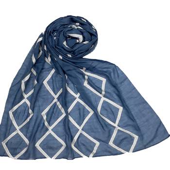 Light Blue Embroidered Cotton Hijab 1
