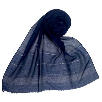 Dark Blue Embroidered Cotton Hijab 1