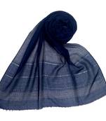 Dark Blue Embroidered Cotton Hijab