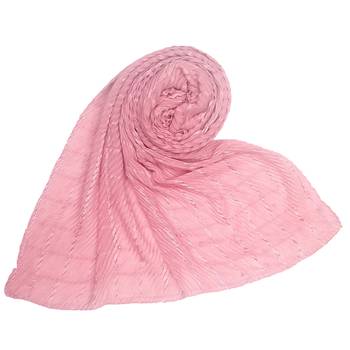 Pink Embroidered Cotton Hijab 1