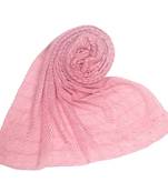 Pink Embroidered Cotton Hijab