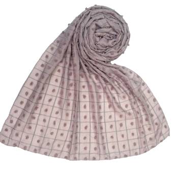 Purple  Embroidered Cotton Hijab 1