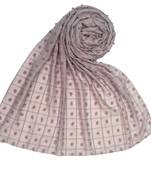 Purple  Embroidered Cotton Hijab