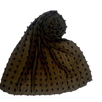 Dark Green Embroidered Cotton Hijab 1