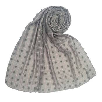 Grey  Embroidered Cotton Hijab 1