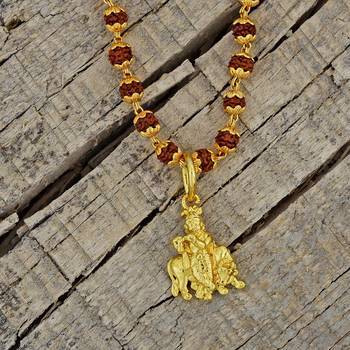Lord Krishana Gold Plated Pendant With Rudraksha Mala 4