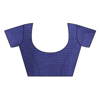 Blue printed khadi saree with blouse 5