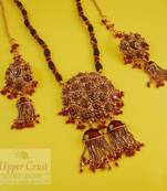 Filigree Ruby Garnate Polki Pendant Necklace set