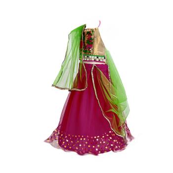 Magenta embroidered net stitched lehenga 1