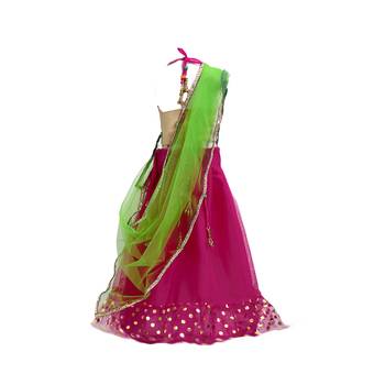 Magenta embroidered net stitched lehenga 2