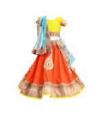 orange  embroidered brocade stitched lehenga