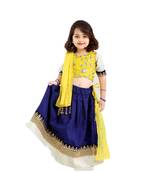 Dark-blue embroidered cotton stitched lehenga