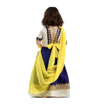 Dark-blue embroidered cotton stitched lehenga 2