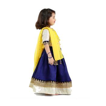 Dark-blue embroidered cotton stitched lehenga 3
