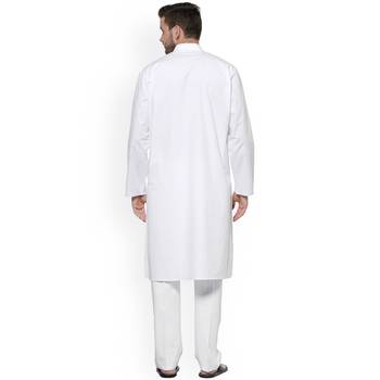 White Plain Cotton Kurta Pajama 3
