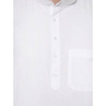 White Plain Cotton Kurta Pajama 4