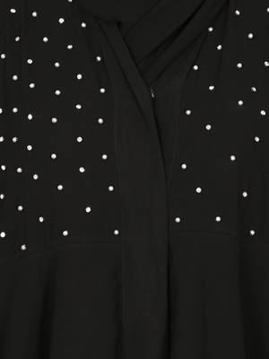 EID Black Nazneen Handwork Ruffled and Bell Layered Ramadan Party Abaya 6