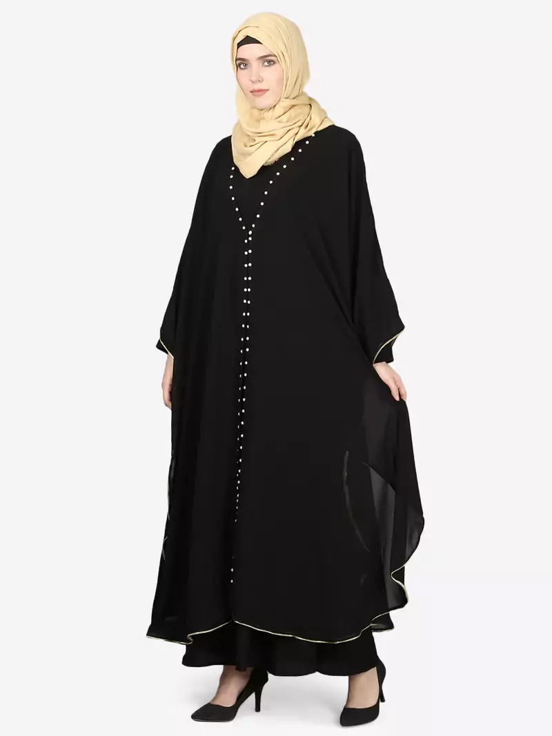 Nazneen Butterfly Upper With Inner Peals Abaya Cum Kaftan