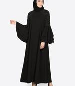 Nazneen Three Bell At Sleeve Hand Work Party Abaya