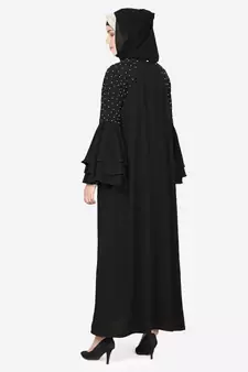 Nazneen Three Bell At Sleeve Hand Work Party Abaya
