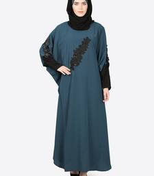 Nazneen Patch Contrst Cuff Teal Kaftan