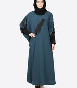 Nazneen Patch Contrst Cuff Teal Kaftan