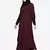 Nazneen Patch Contrast Cuff Wine Kaftan Abaya